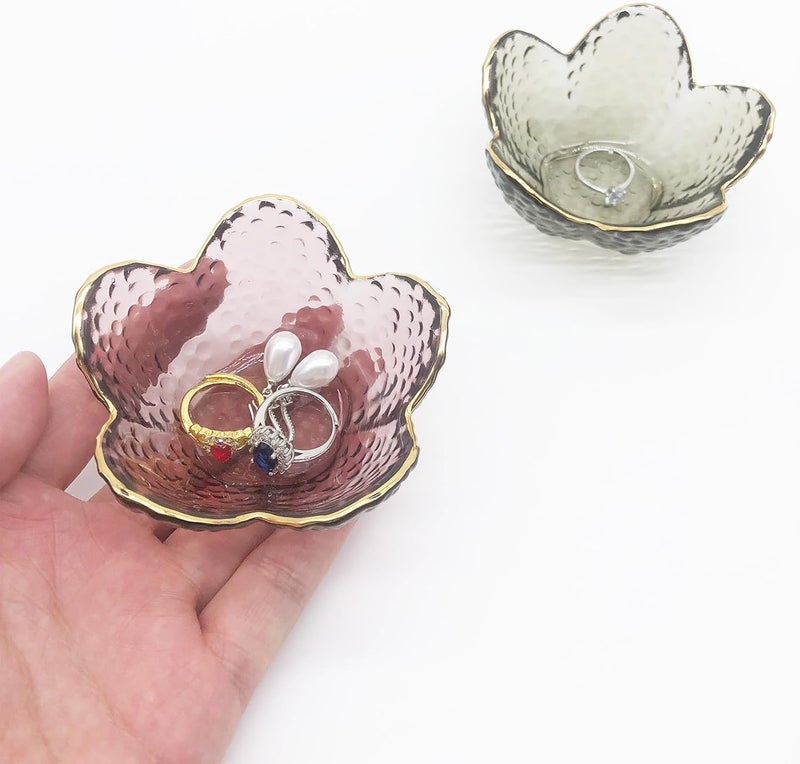 BESSKON Small Ring Dish Jewelry Tray, Glass Jewelry Dish Trinket Bowl, Crystal Ring Holder Dish Jewelry Plate, Nightstand Decor Jewelry Holder Dish, Engagement Jewelry Bowl Dish for Rings, Earrings - Image 4